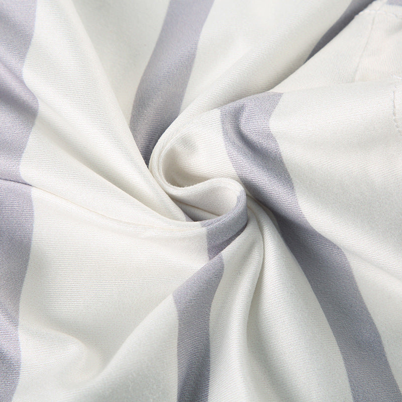 Women Casual Holidays Printed Striped Contrast Halter Neck Strap Top and Shorts Two-Piece Set 26