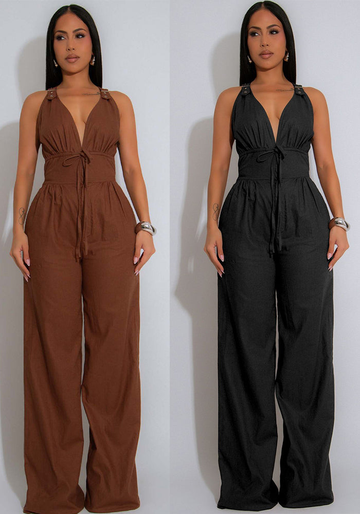 Women Line Patchwork Sleeveless Sports Fitness Jumpsuit