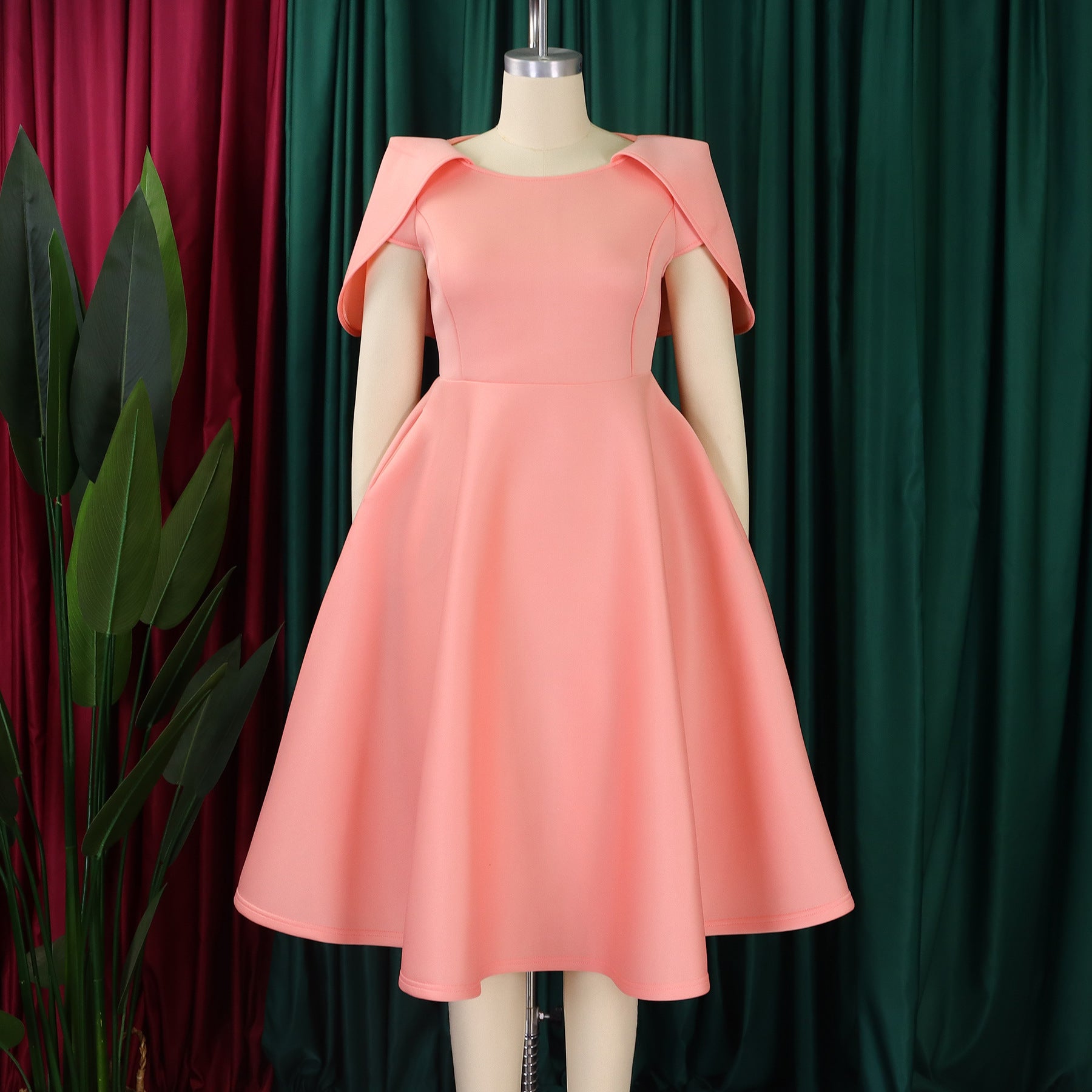 Women Short Sleeve Cape Dress 8