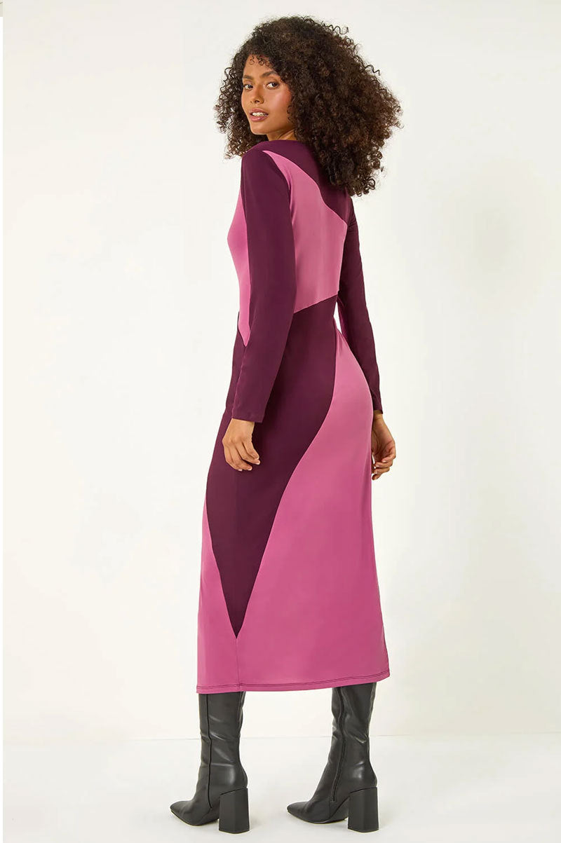 Women's Autumn Winter Fashion Long Sleeve Slit Casual Long Dress 5