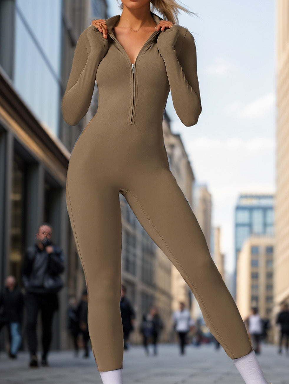 Autumn Winter Long-Sleeved Long Zipper Yoga One-Piece Sports Fitness Tight Fitting Women Jumpsuit 10