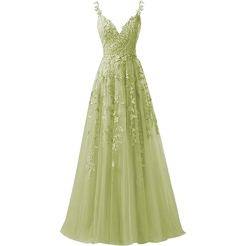 Women suspender tulle lace applique party ball evening dress（Processing time need 3-6 days） 5