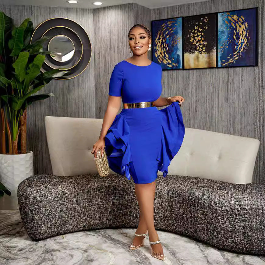 Round Neck Elegant Slim Women's Chic Fashion Dress