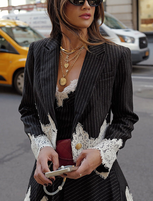 Autumn Winter Fashion Suits Loose Casual Dress Blazer Women's Two-Piece Set