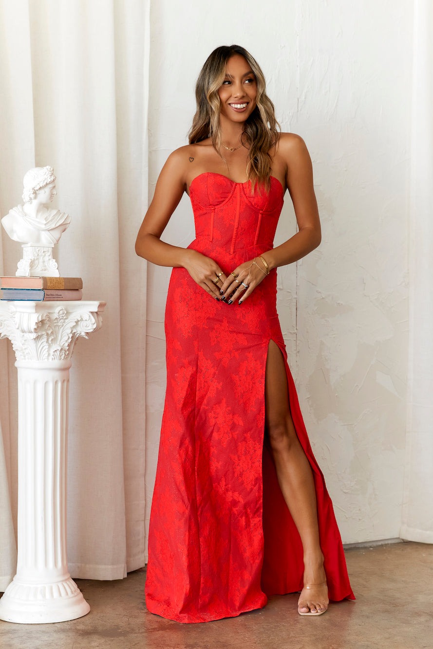 Summer Chic Strapless  Low Back High Slit Evening Dress 8