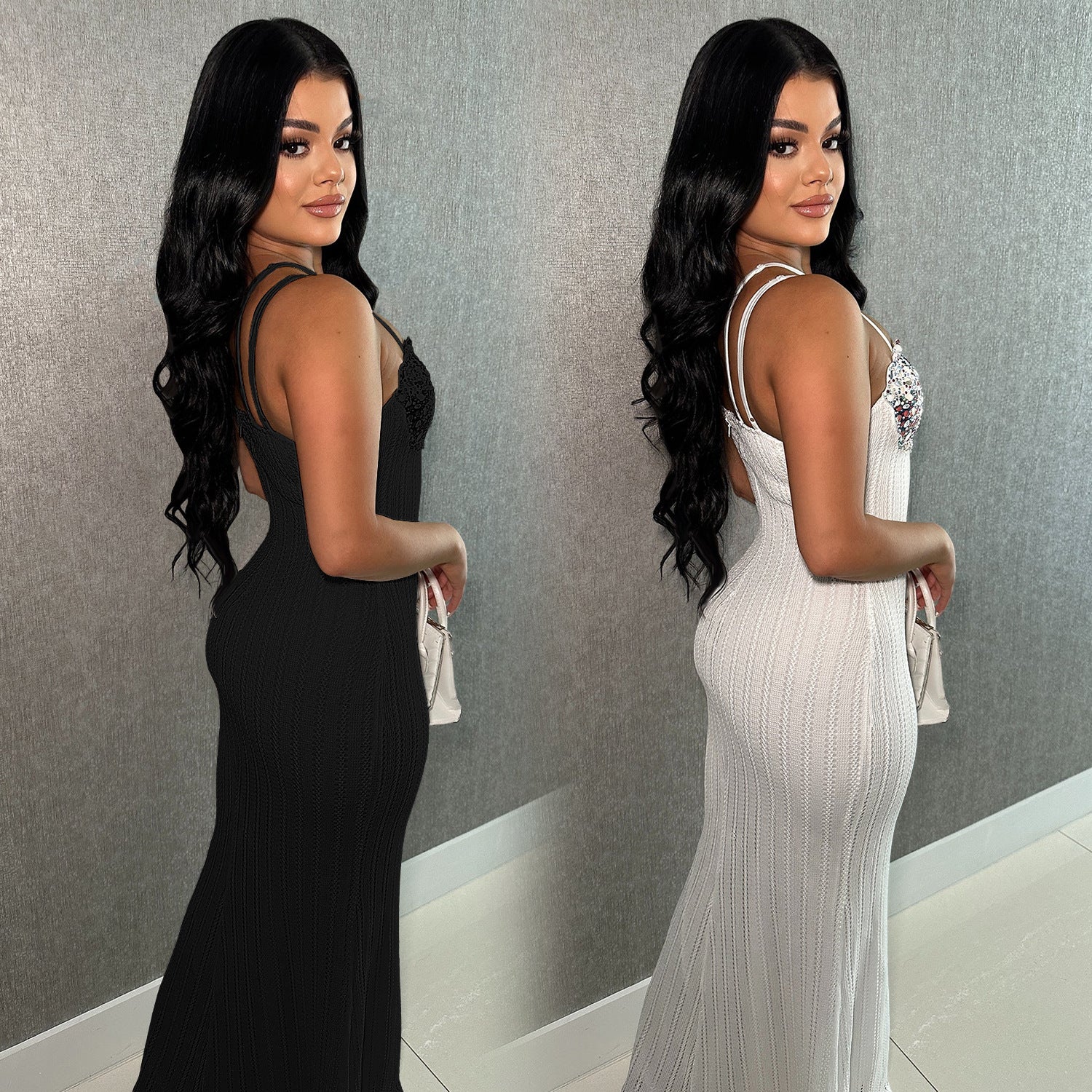 Fashion Women's Sexy Strap Slim Long Dress（customized,MOQ 6pcs/size/color,process time 7-10 days） 4