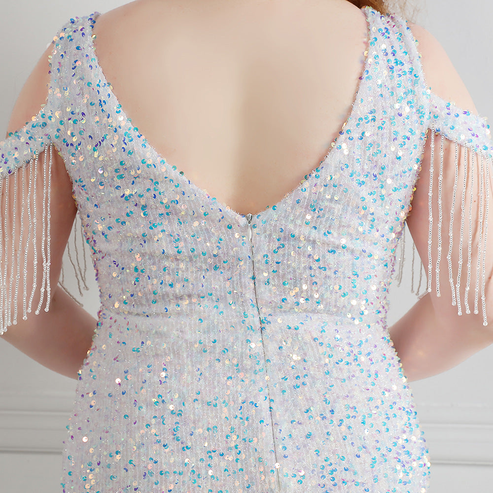 Spring and Summer Long Sequin Plus-Size Formal Party Evening Dress 26