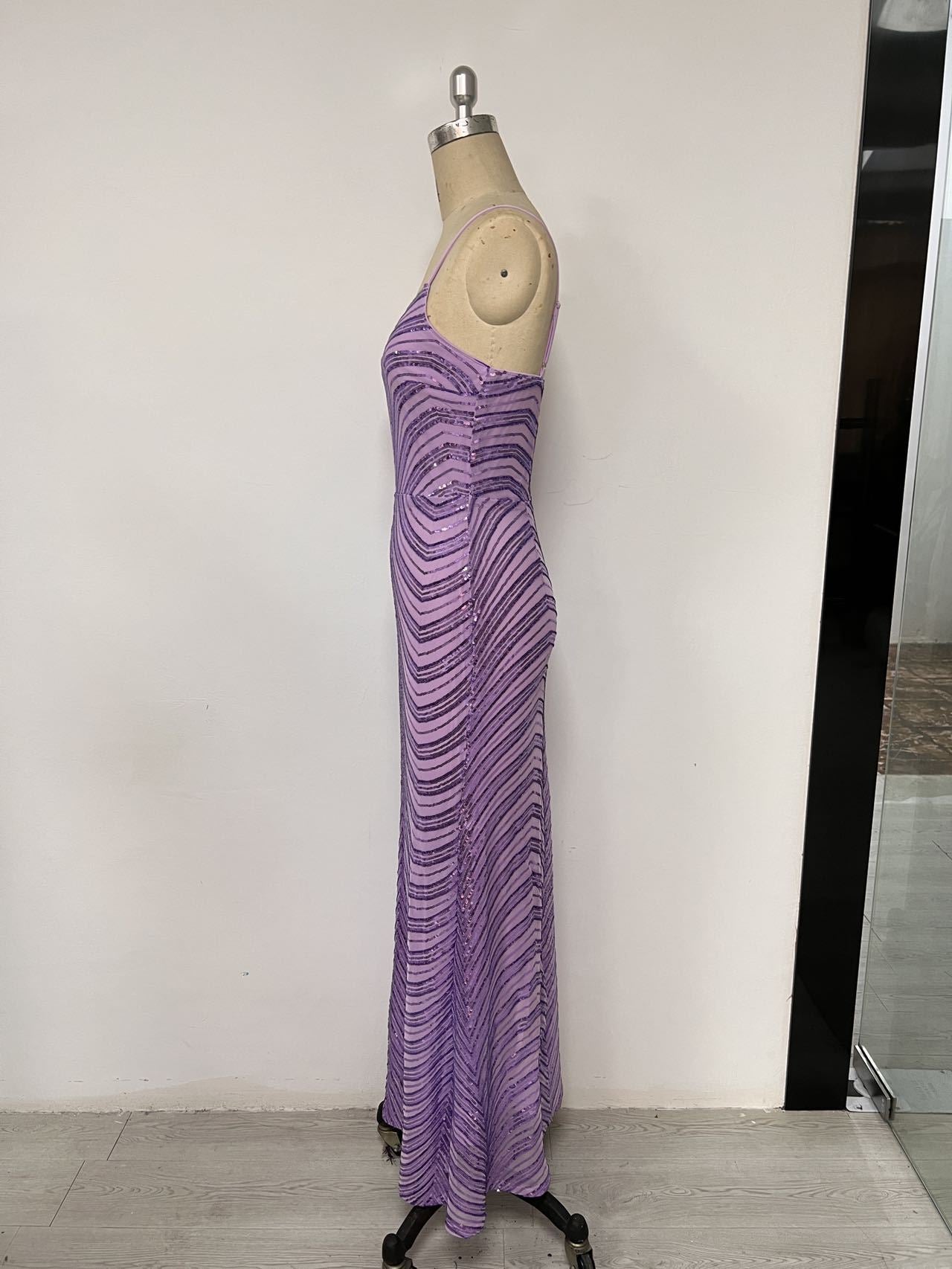 Women's Fashionable Sexy Strap Sequin Long Dress 18