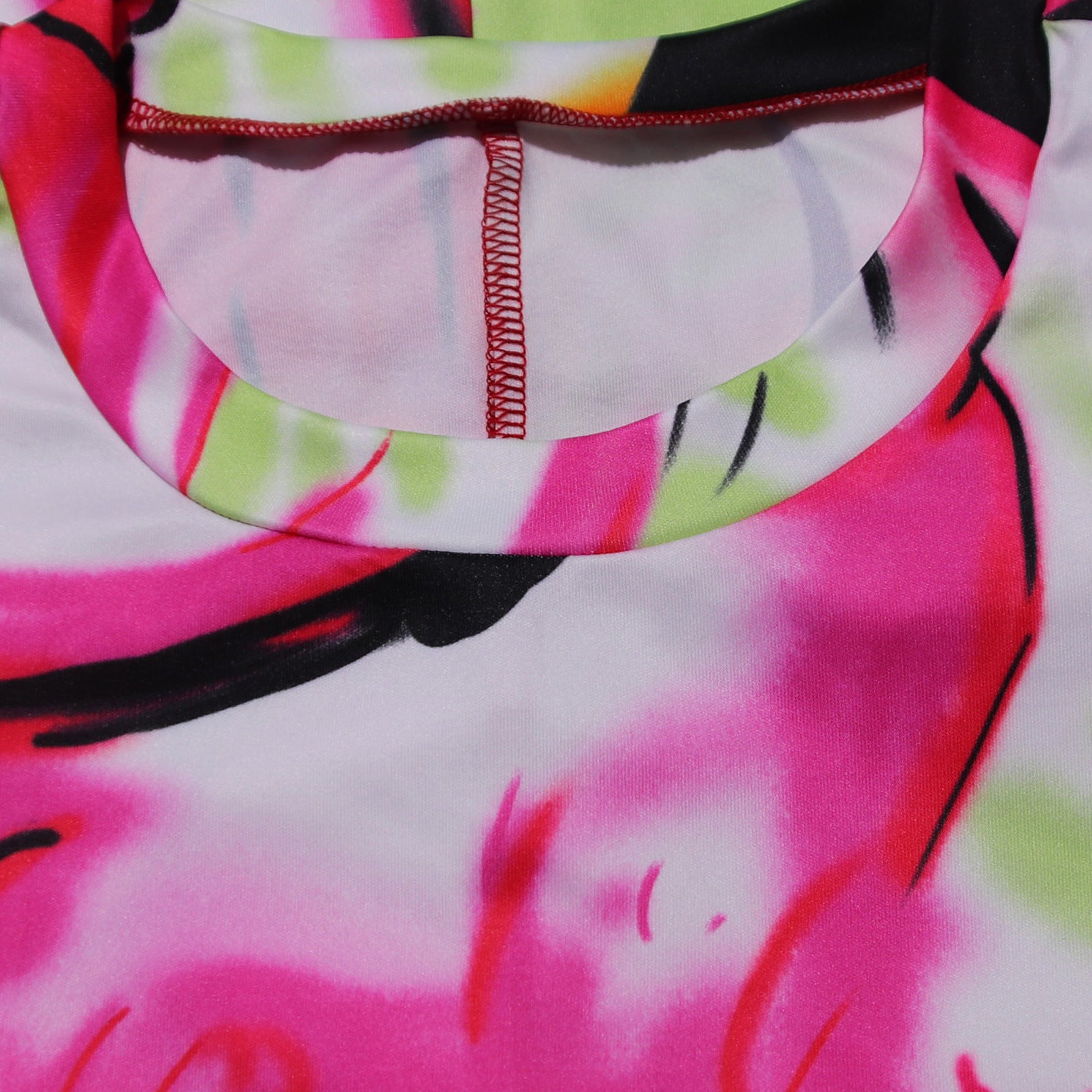 Summer Ladies Fitted Round Neck Painted Print Dress 16