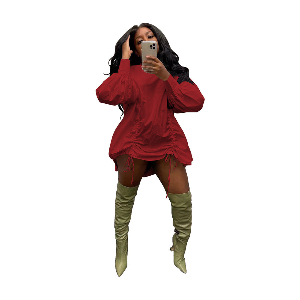 Women Casual Loose Shirt Pleated Dress 10