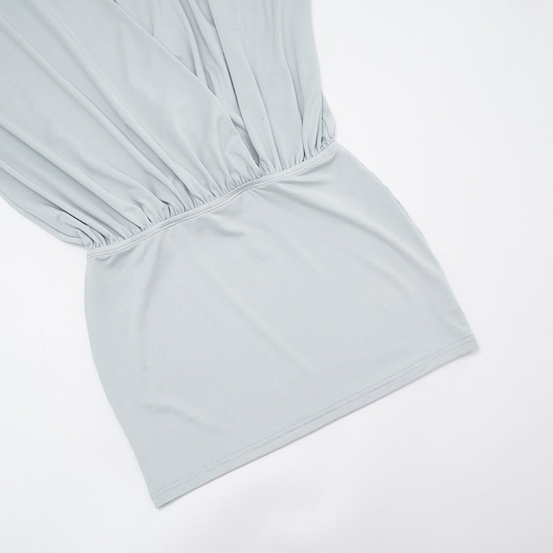 Women's Autumn Street Sexy Deep V Bat Sleeves Long Sleeve Dress 32