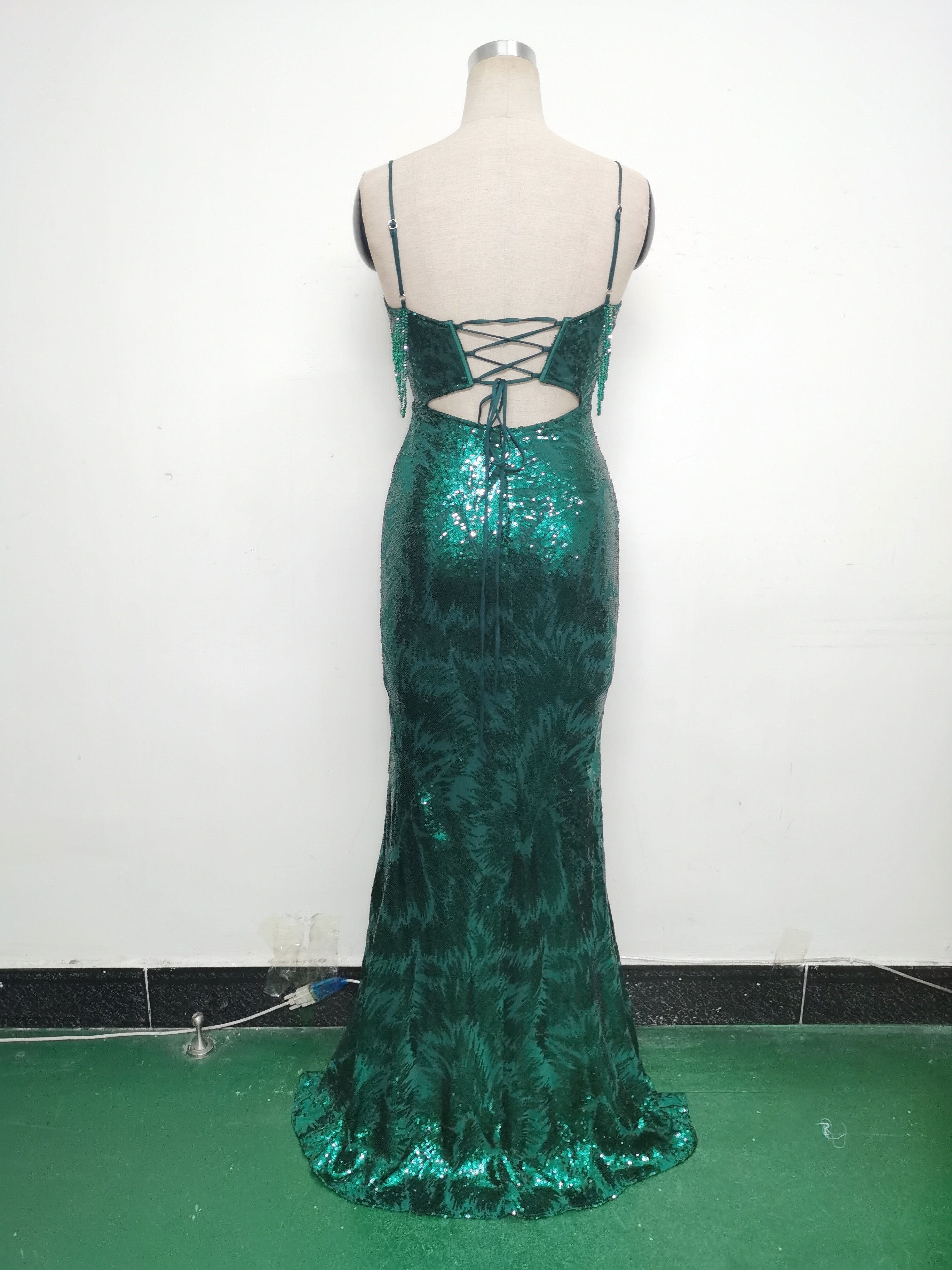 Women cross Lace-Up fishtail evening dress Formal Party evening dress 62