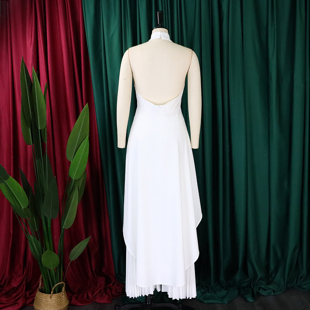 Women's OL Sleeveless Irregular Top Wide Leg Pants Two-Piece Suit 32