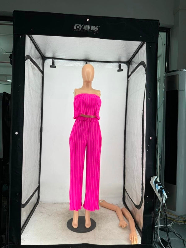 Women Strapless Top and trousers Two Piece Set 11