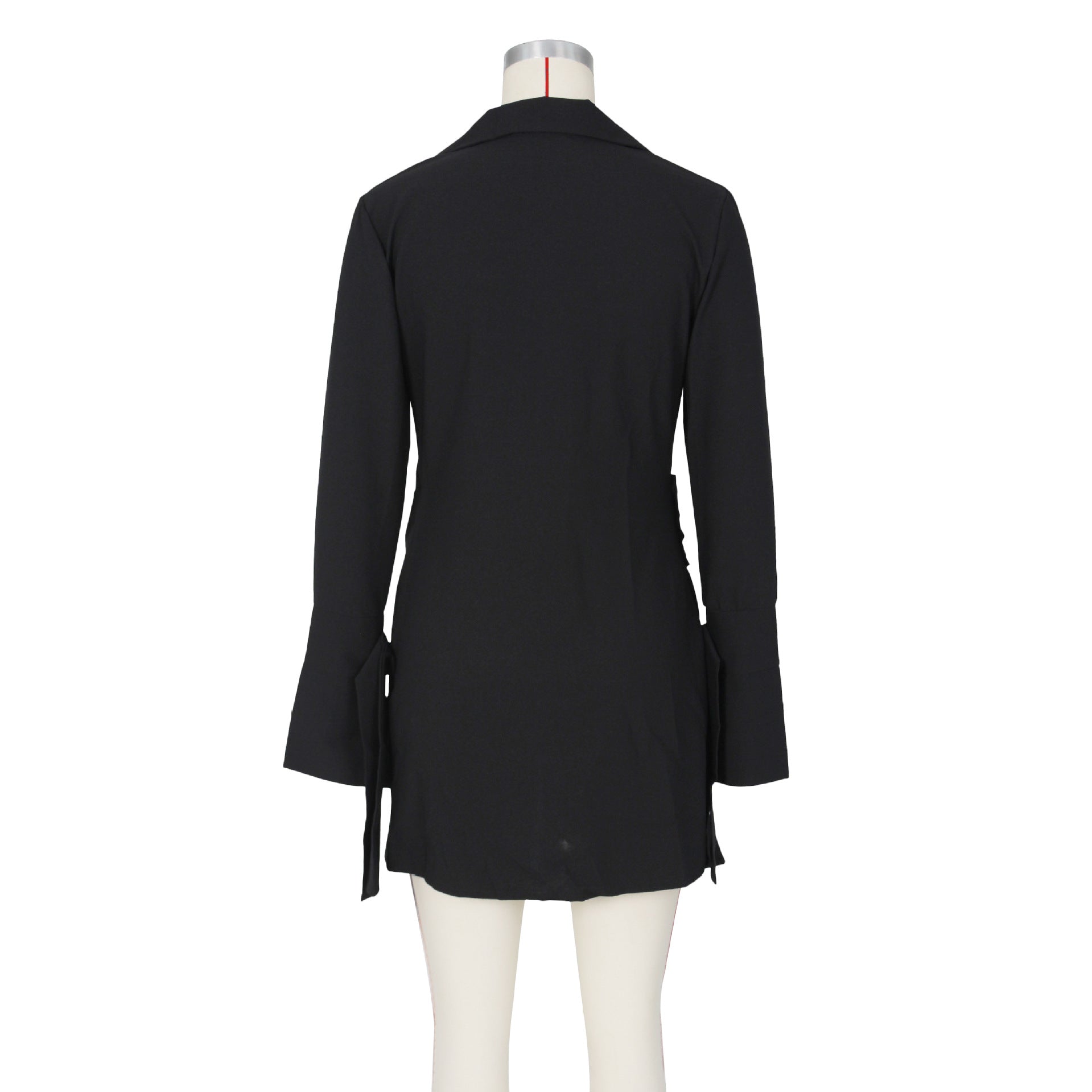 Fall Women Sexy Pleated Crossover Shirt Dress 14