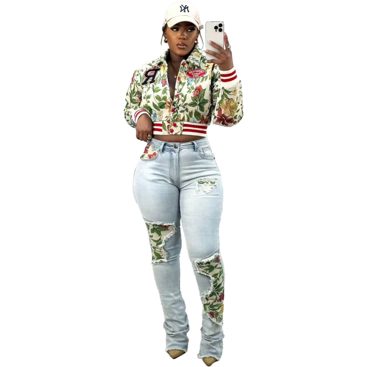 Women Casual printed baseball jacket 6