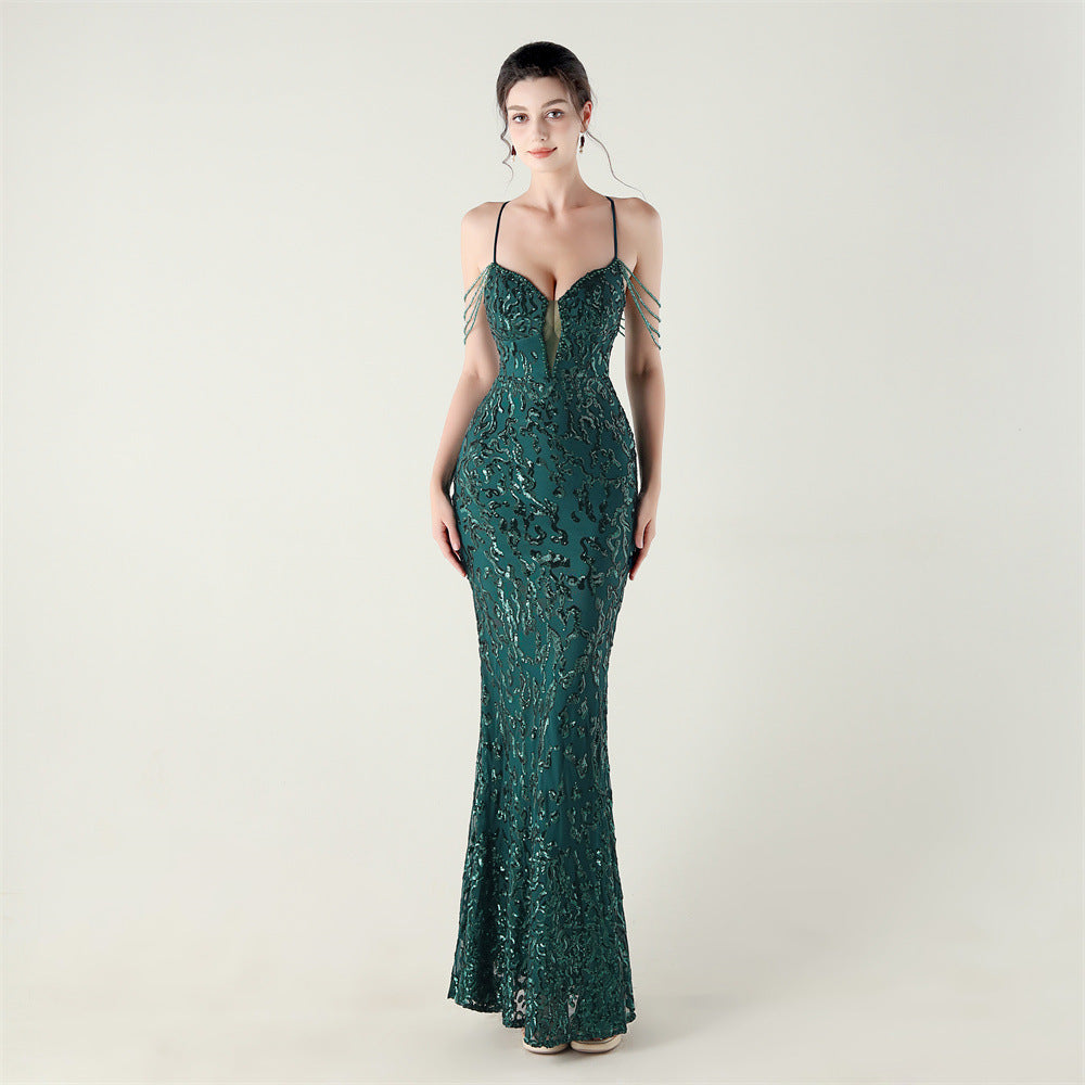Women crystal diamond sequin embroidery Formal Party evening dress 14