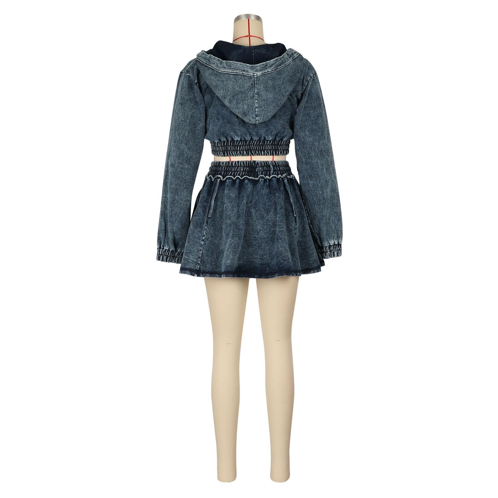 Women Denim Jacket and Skirt Two Piece Set 7