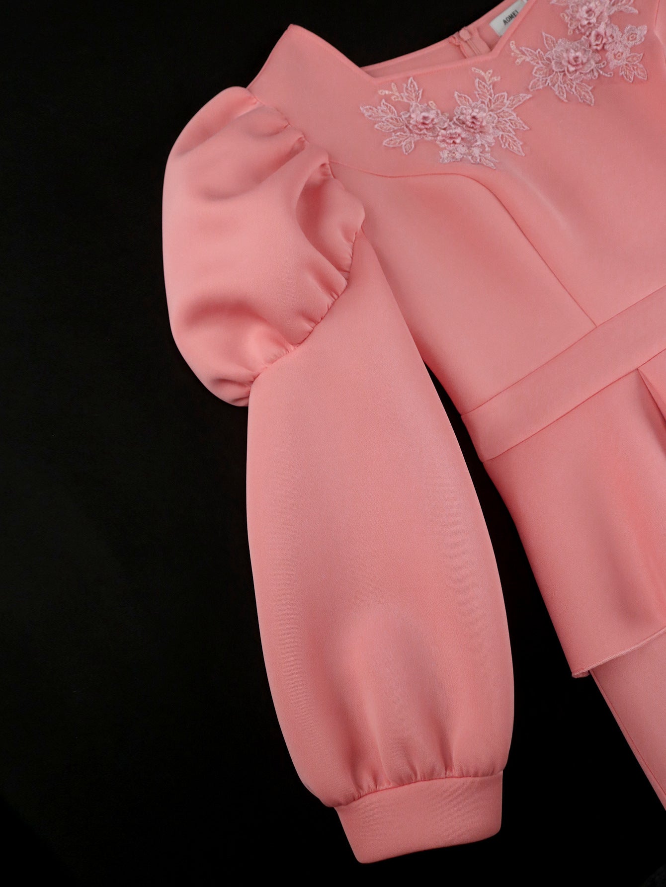 Women elegant embroidered lantern sleeve Formal Party ruffle dresses 7