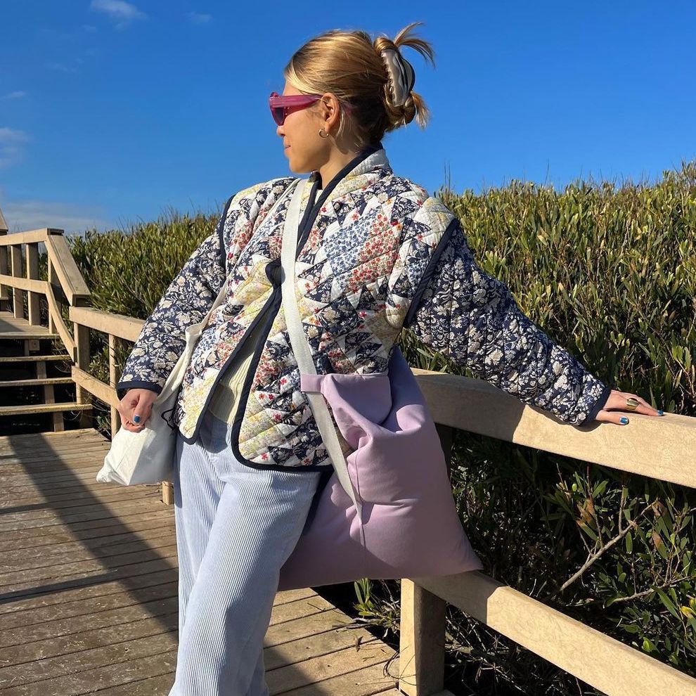 Women Padded Printed Long Sleeve Detachable Vest Jacket 8