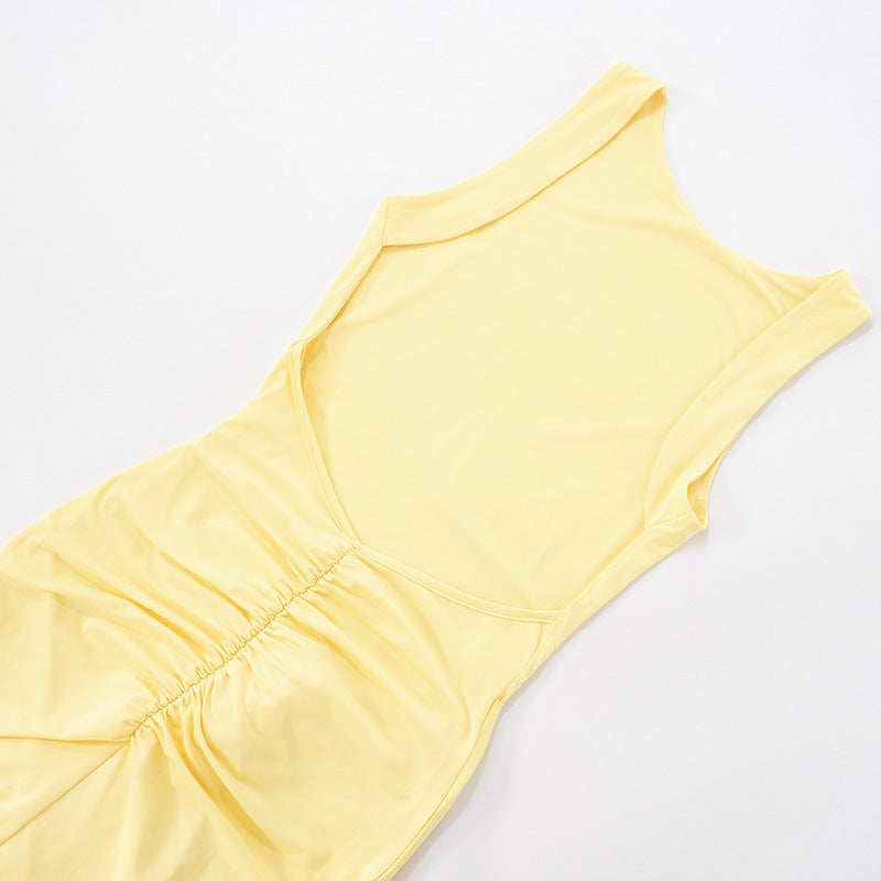 Autumn Fashion Solid Color Chic Slim Ribbon Low Back Women's Sexy Bodycon Dress 15