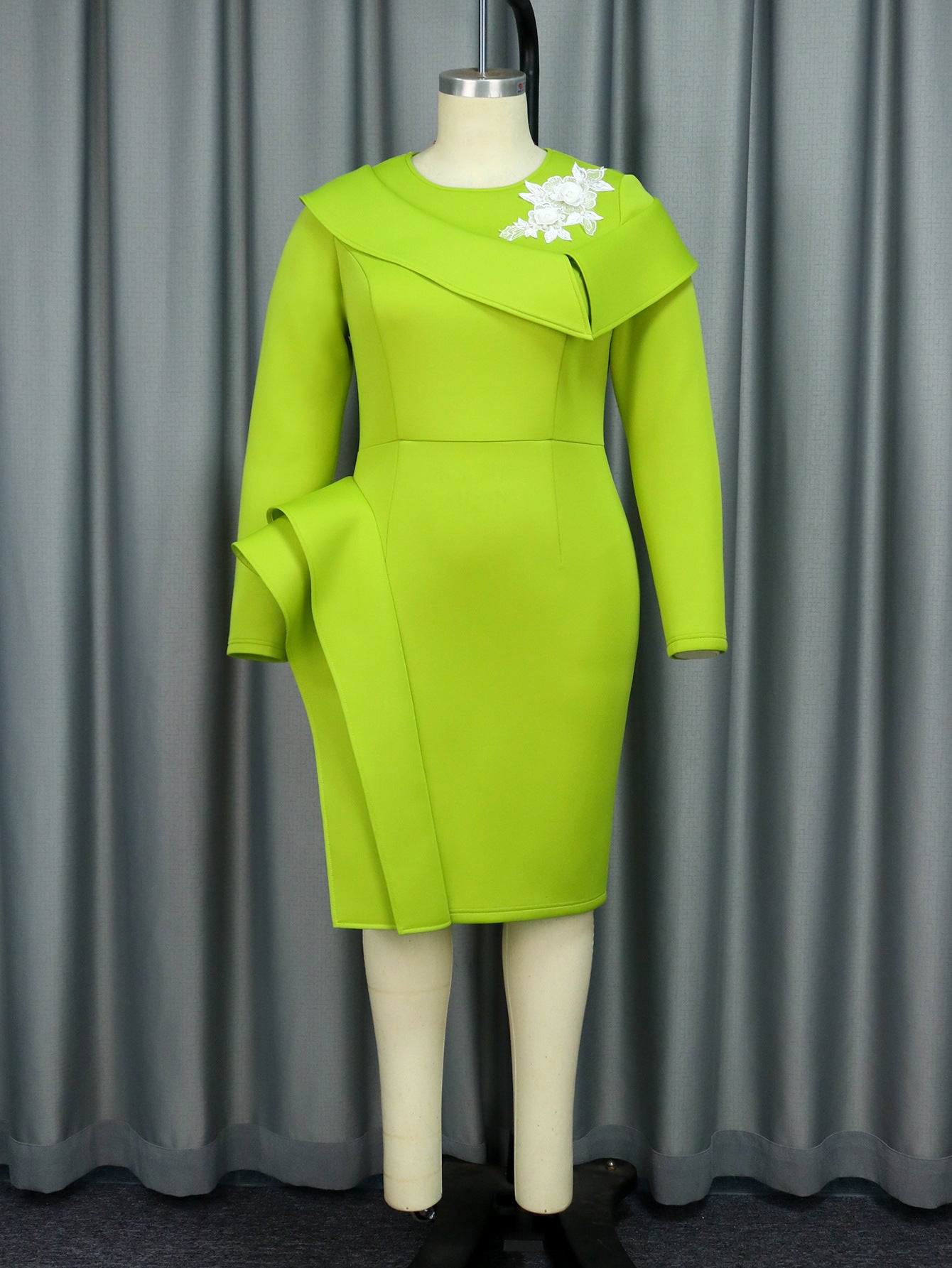 Women Long Sleeve Ruffle Formal Party Dress 10