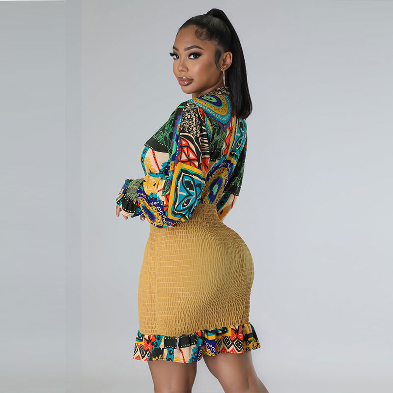 Sexy Print Upper Fishtail Slim Bodycon Dress 6