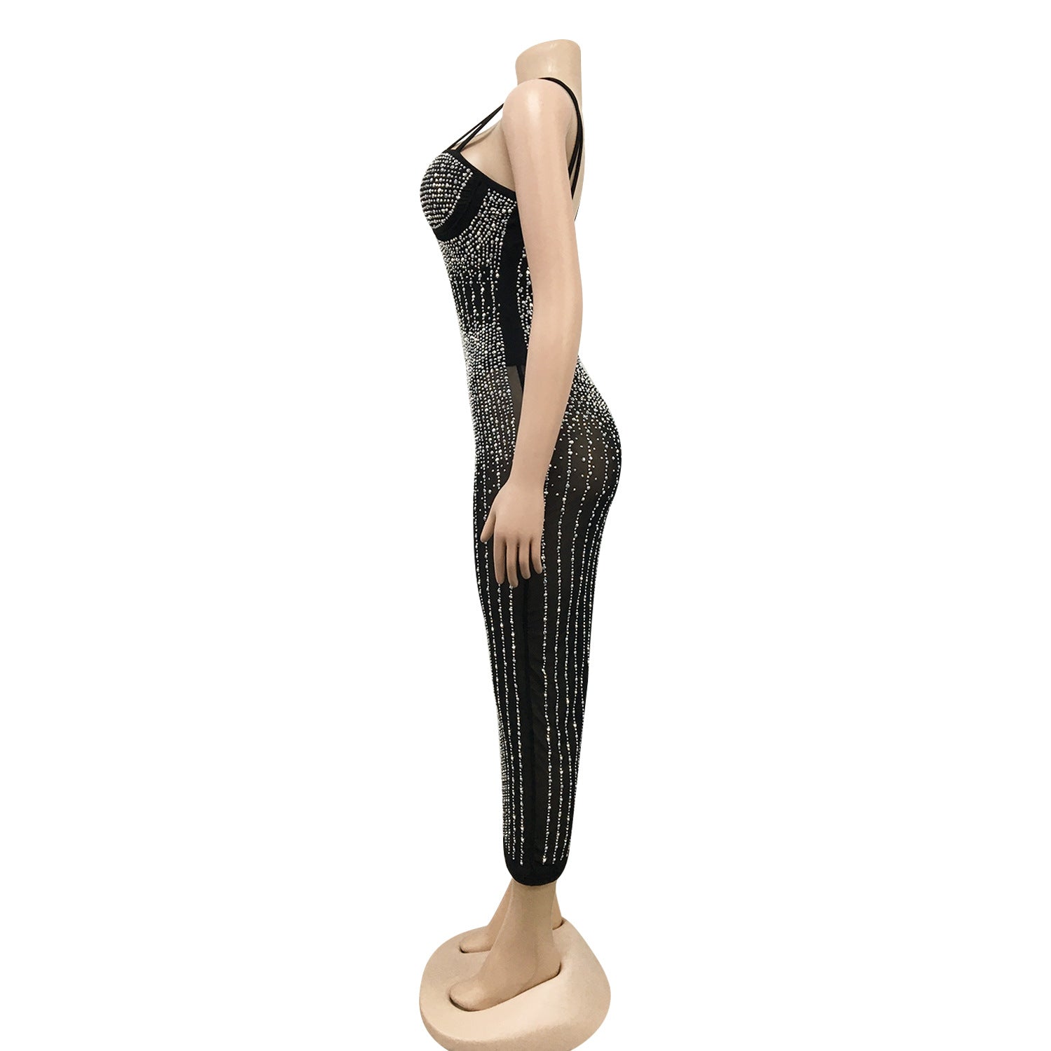 Summer Party Sexy Beaded Push Up Strap Midi Dress 7