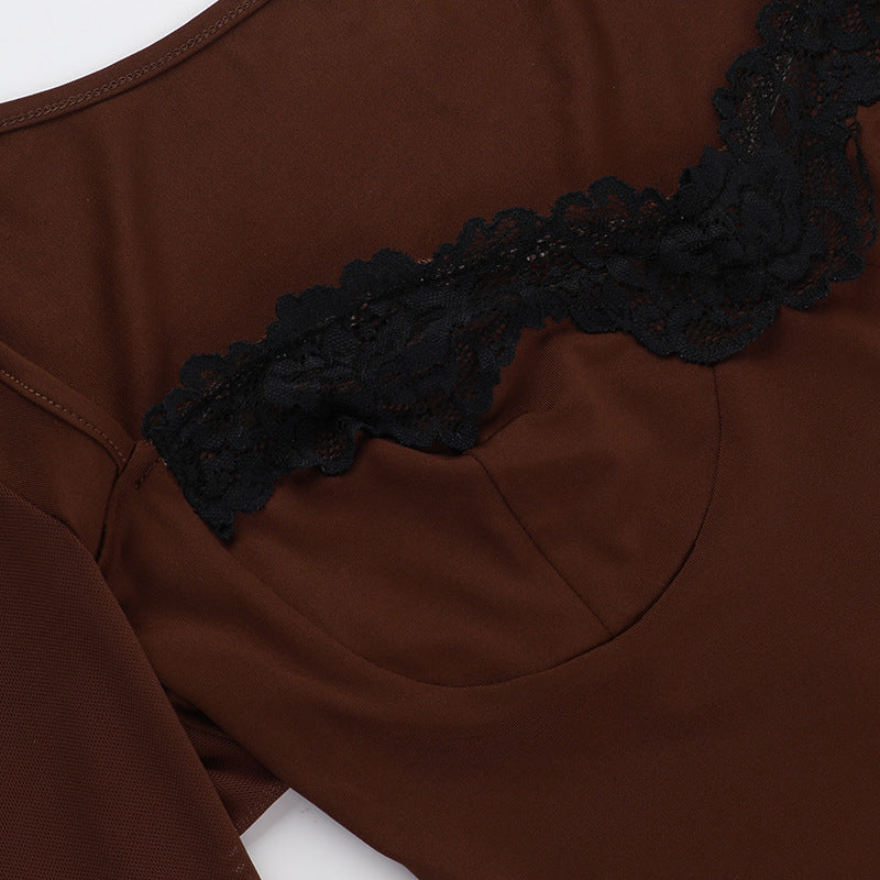 Autumn Slim Fit Long Sleeve Lace Bodycon Mini Women Dress 12