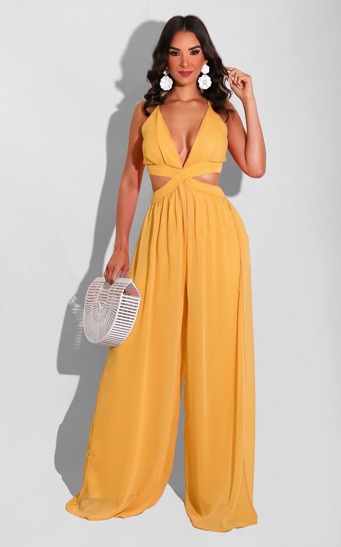 Solid Color Casual Loose Chiffon Women'S Jumpsuit 4