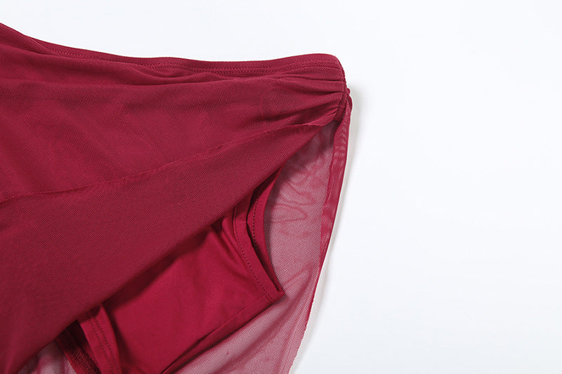 Women Spring Sexy Slash Shoulder Crop Top and Skirt Two-Piece Set 18