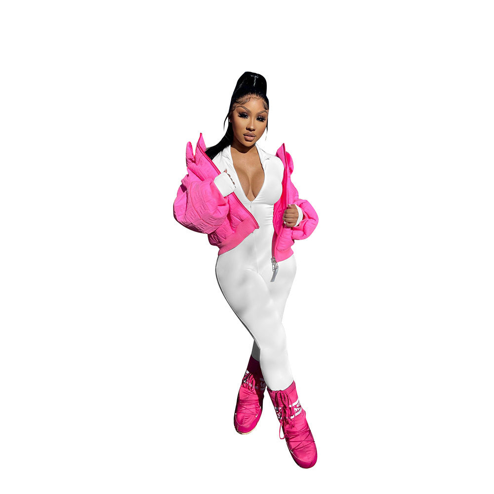 Women Autumn Zipper Jumpsuit