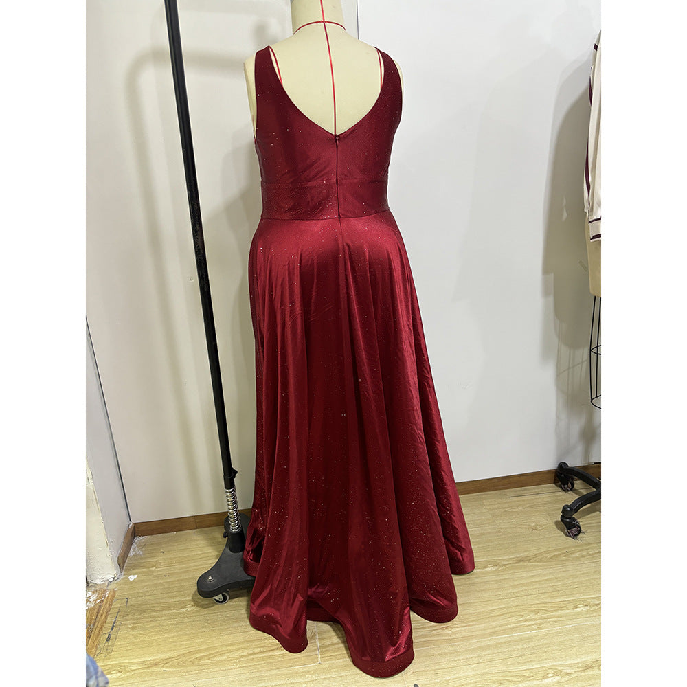 Spring Summer Fashion Elegant Plus Size Strap Slim Formal Party Long Dress 12