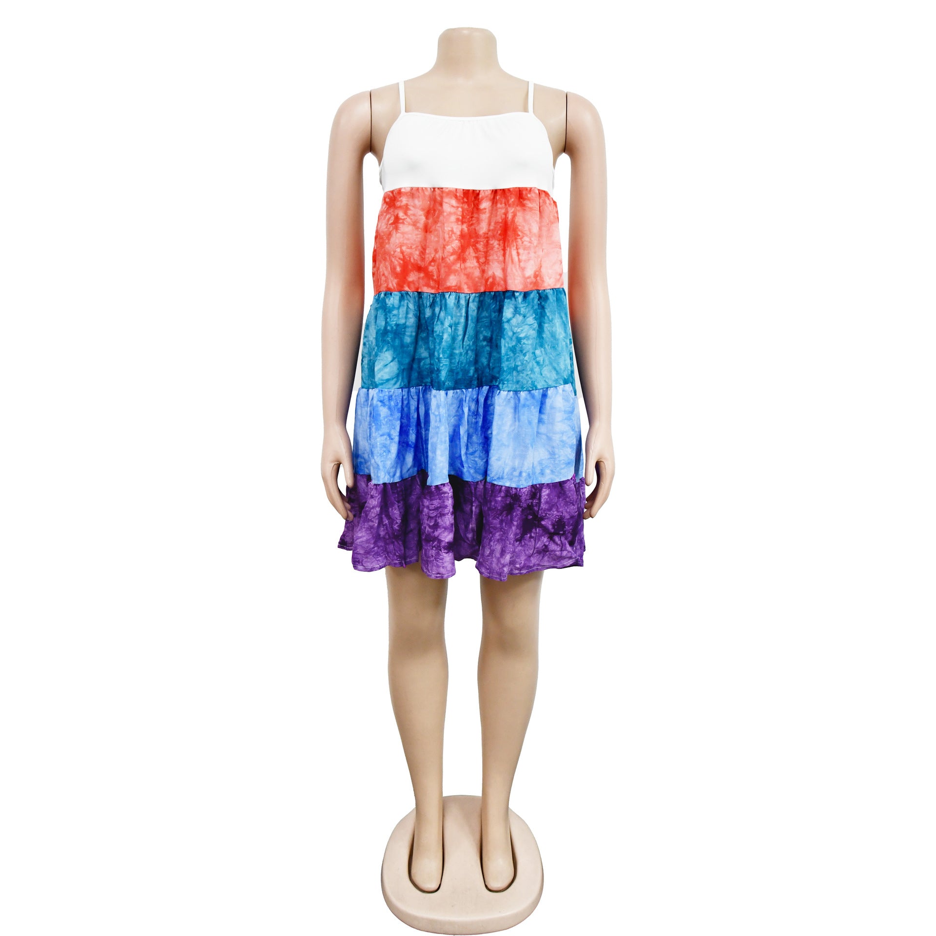 Fashion Ladies Gradient Print Multicolor Sleeveless Sleeveless Dress 22