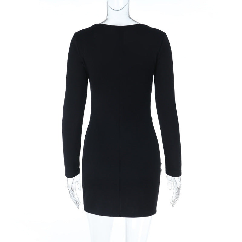 Women Fall/Winter Sexy Floral Long-Sleeved Dress 8