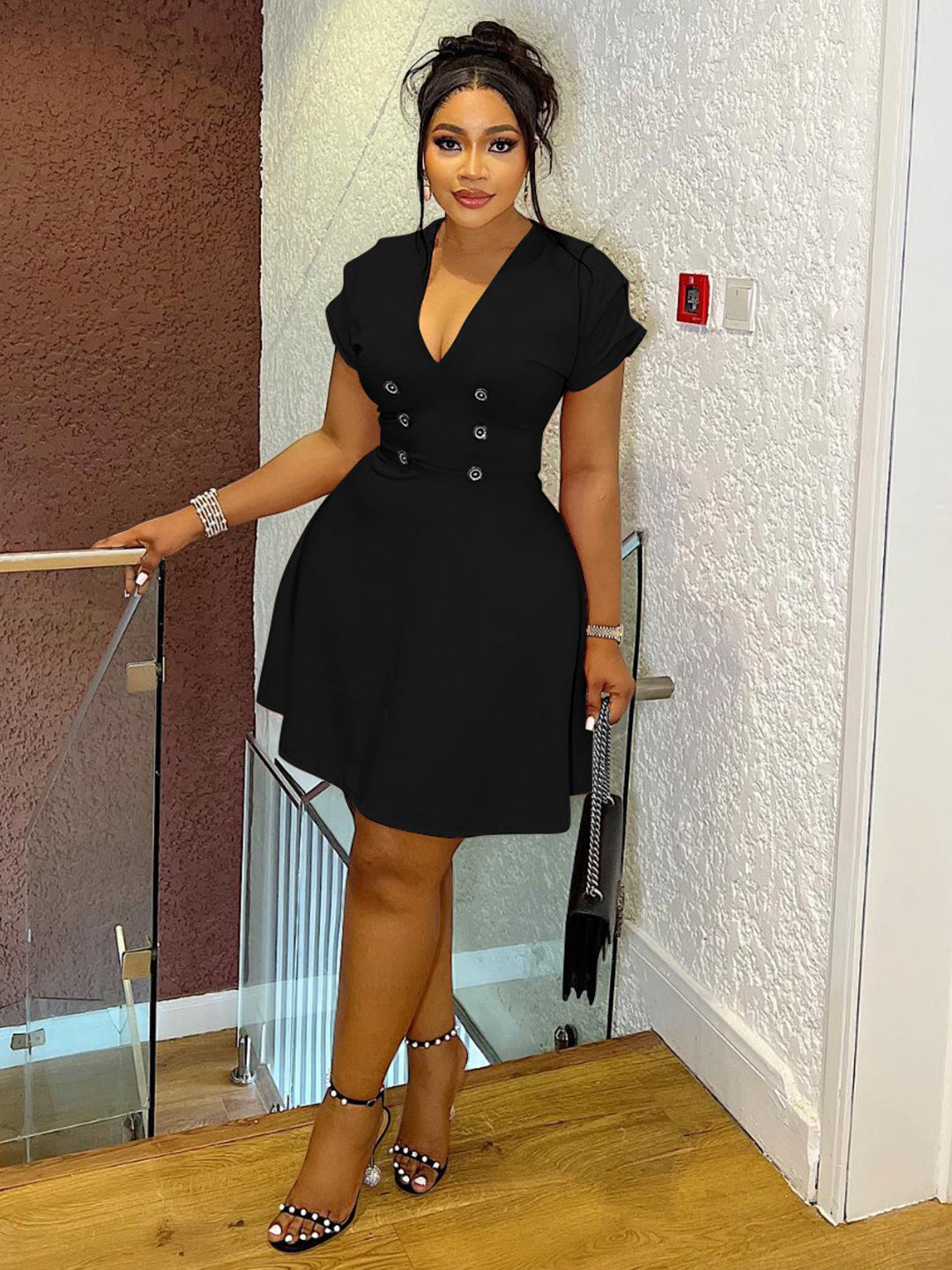 Elegant Women's  African Solid Color Plus Size Dress 4