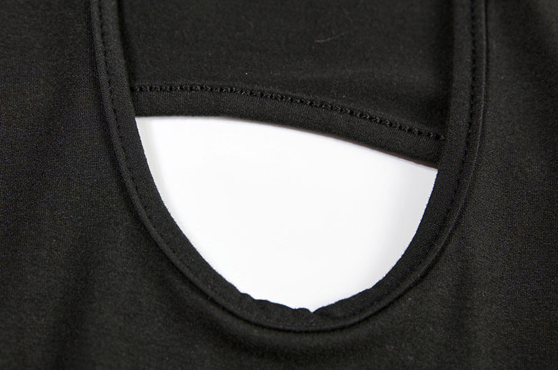 Women Solid Sexy Hollow Halter Neck Bodycon Dress 19