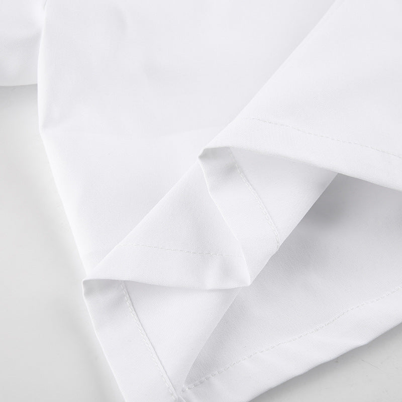 WomenSexy Knot Solid Polo Collar Crop Shirt 15