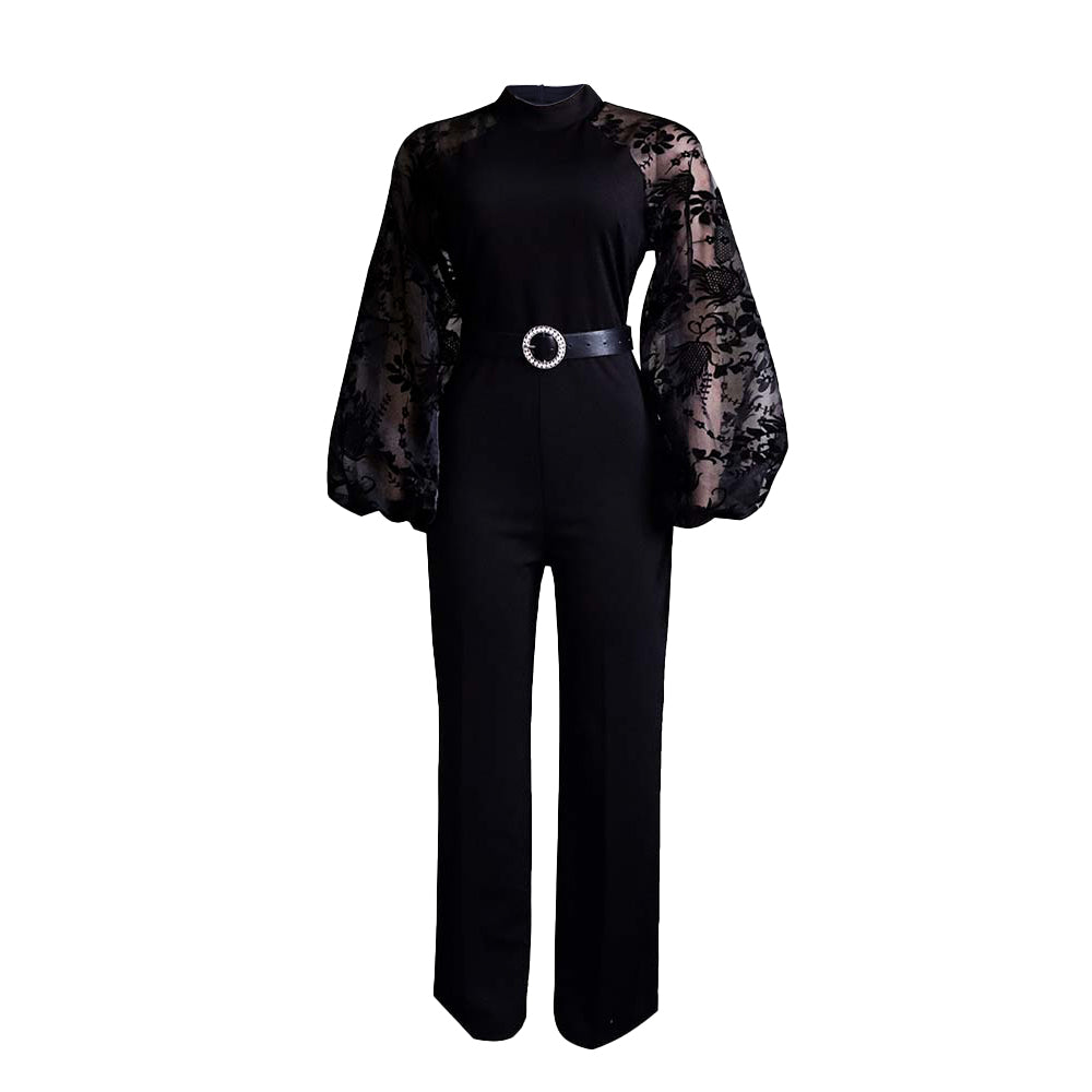 Women's Fall Long Sleeve Slim Fit Chic Casual Straight Jumpsuit 3