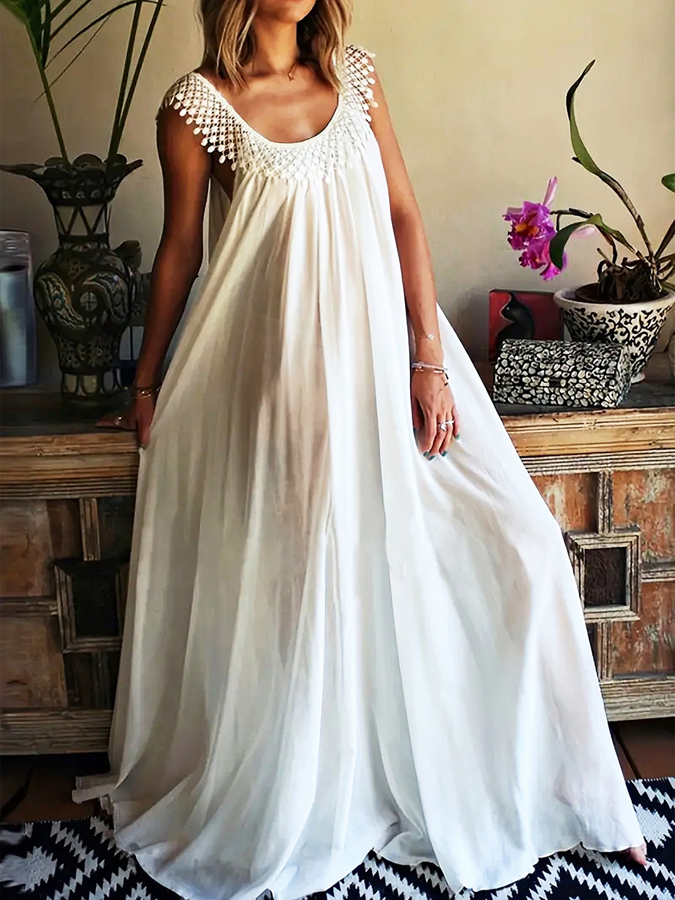 Summer Round Neck Sleeveless Loose Maxi Dress 5