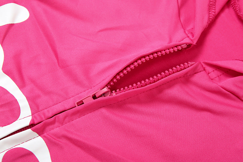 Women Fall/Winter Hooded Letter Print Zipper Top and Pants Two-Piece Set 46