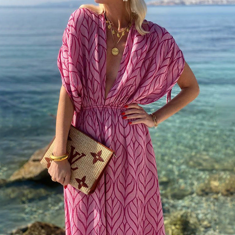 Women sexy V-neck sleeveless slit Maxi dress 3