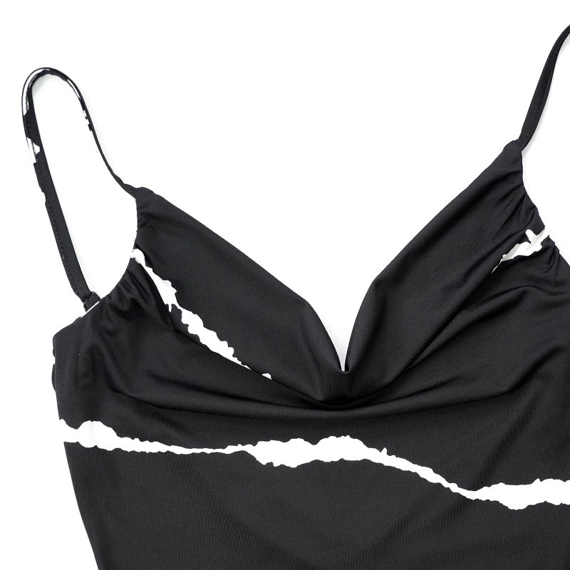 Summer Plus Size Women Stripe Print Sexy V-Neck Suspender Maxi Dress 8