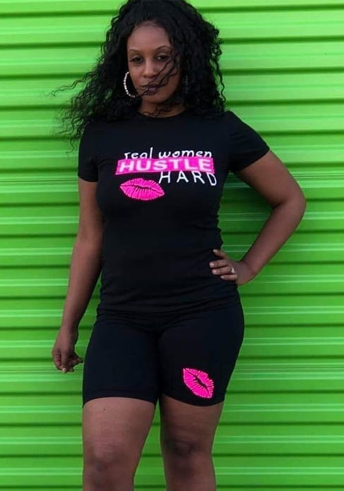 Summer Women's Printed Casual Two Piece Shorts Set