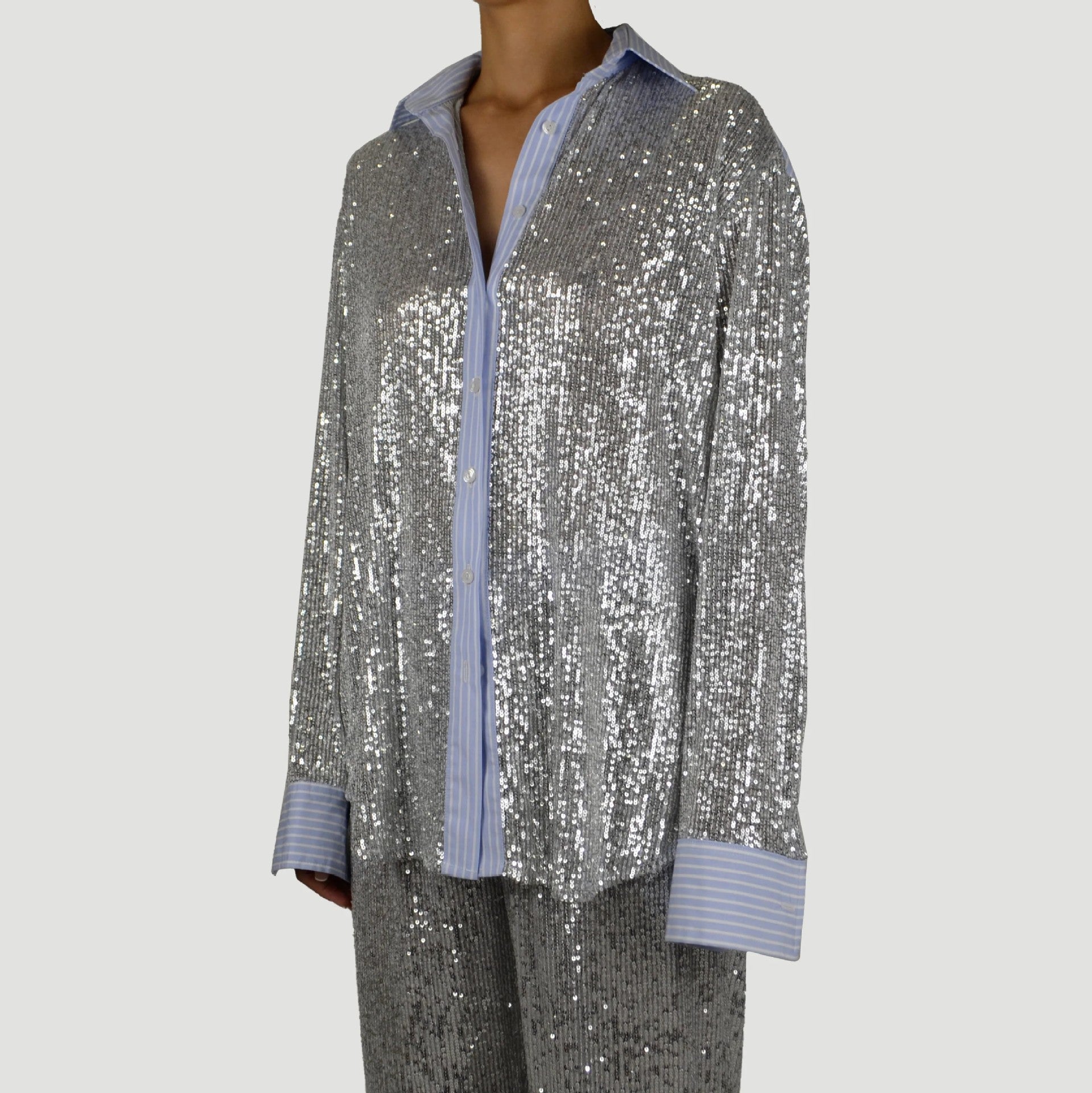 Women Casual Sequin Blazer and Wide-Leg Pants Two-Piece Set 7