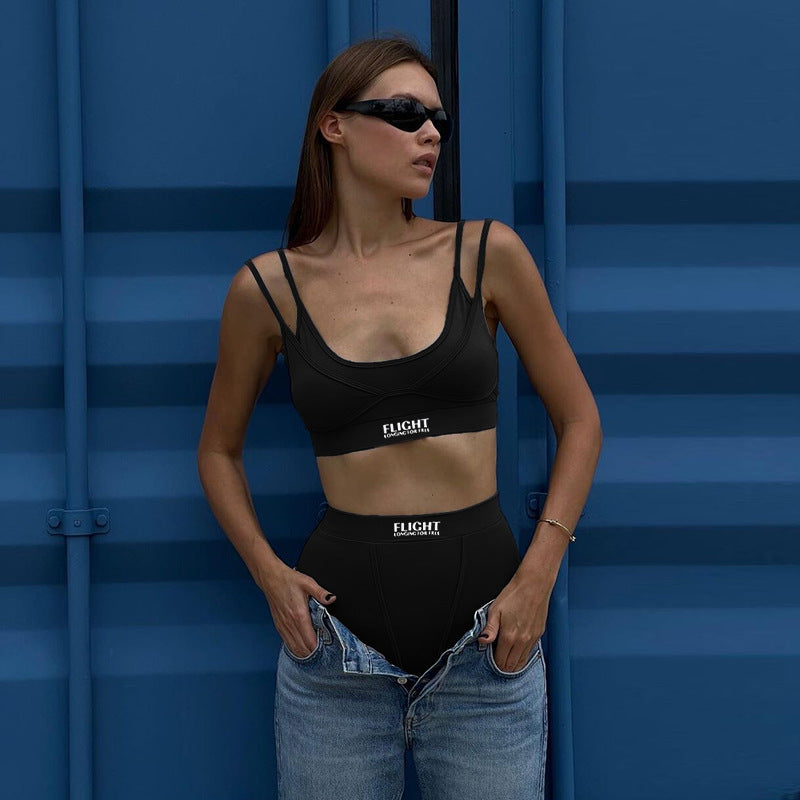 Women's Holiday Sports Vest Shorts Two Piece Set 6