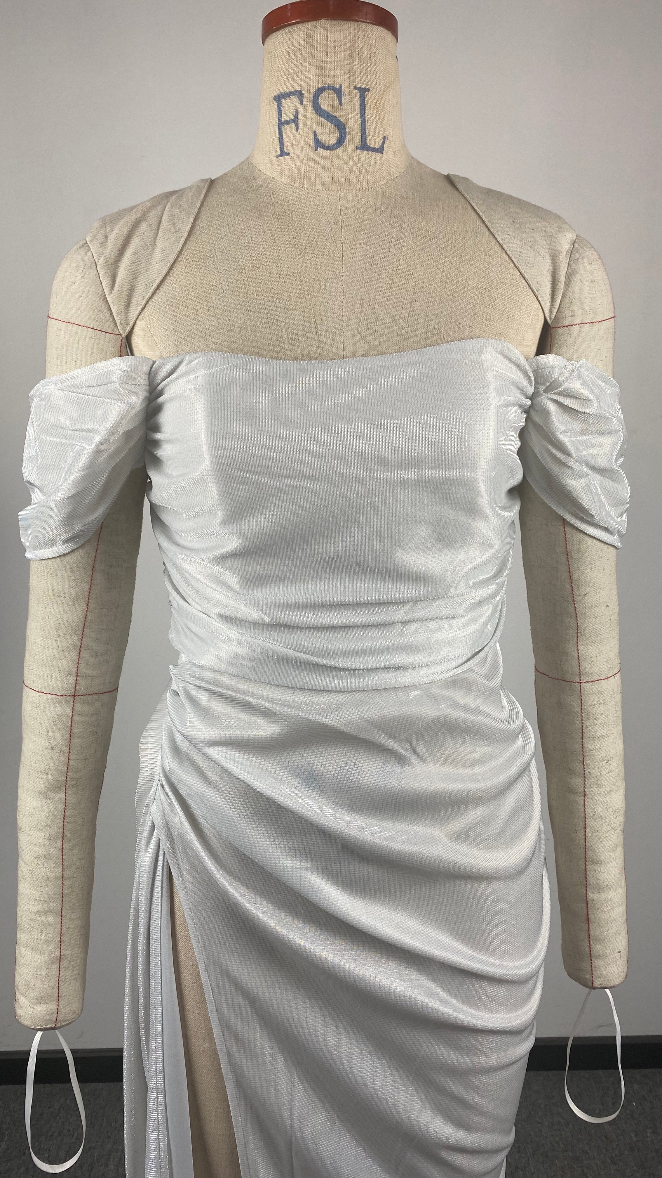 Spring Summer Ladies Sexy Glitter Off Shoulder Slit Prom Gown Dress 9