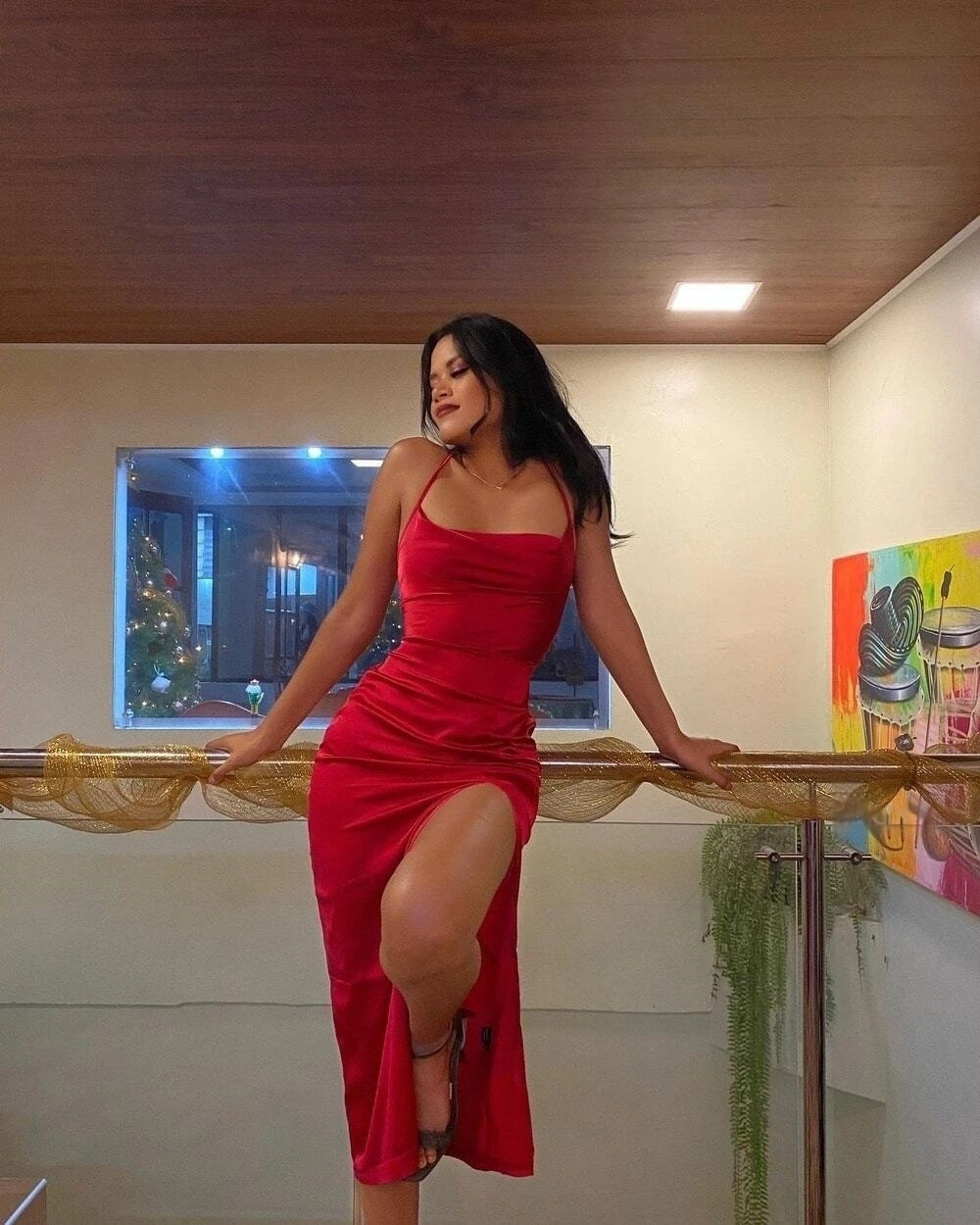 Women Slit Lace-up Sexy Strap Dress 22