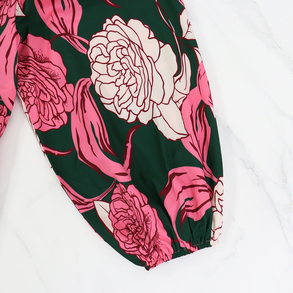 Women's Square Neck Bow Hollow Design Bubble Long Sleeve Chic Long Dress 8