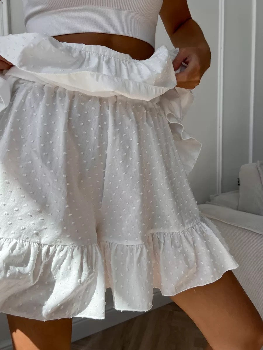 Spring Summer Women's Clothing Solid Color High Waist Sexy Cascading Ruffles Shorts 7